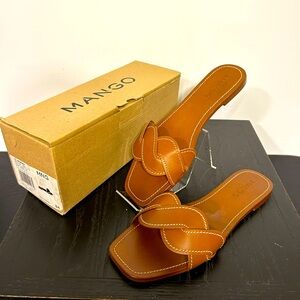 NIB Mango Genuine Leather Slides